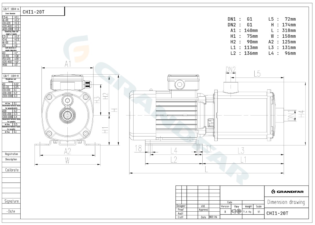 Многоступенчатый насос GRANDFAR CHI 8-40 Изображение_2