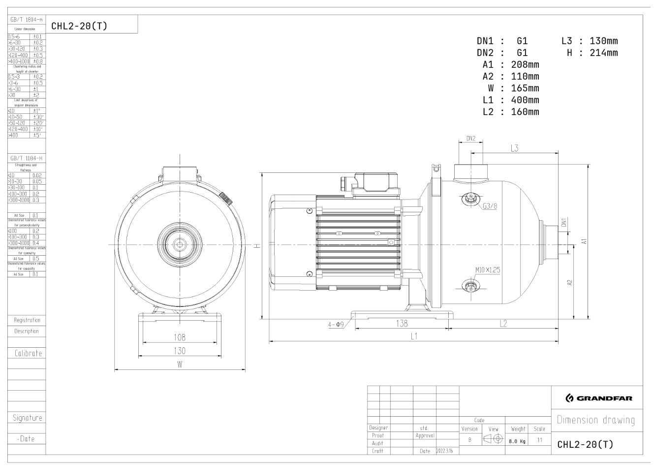 Центробежный насос GRANDFAR CHL12-10 Изображение_2